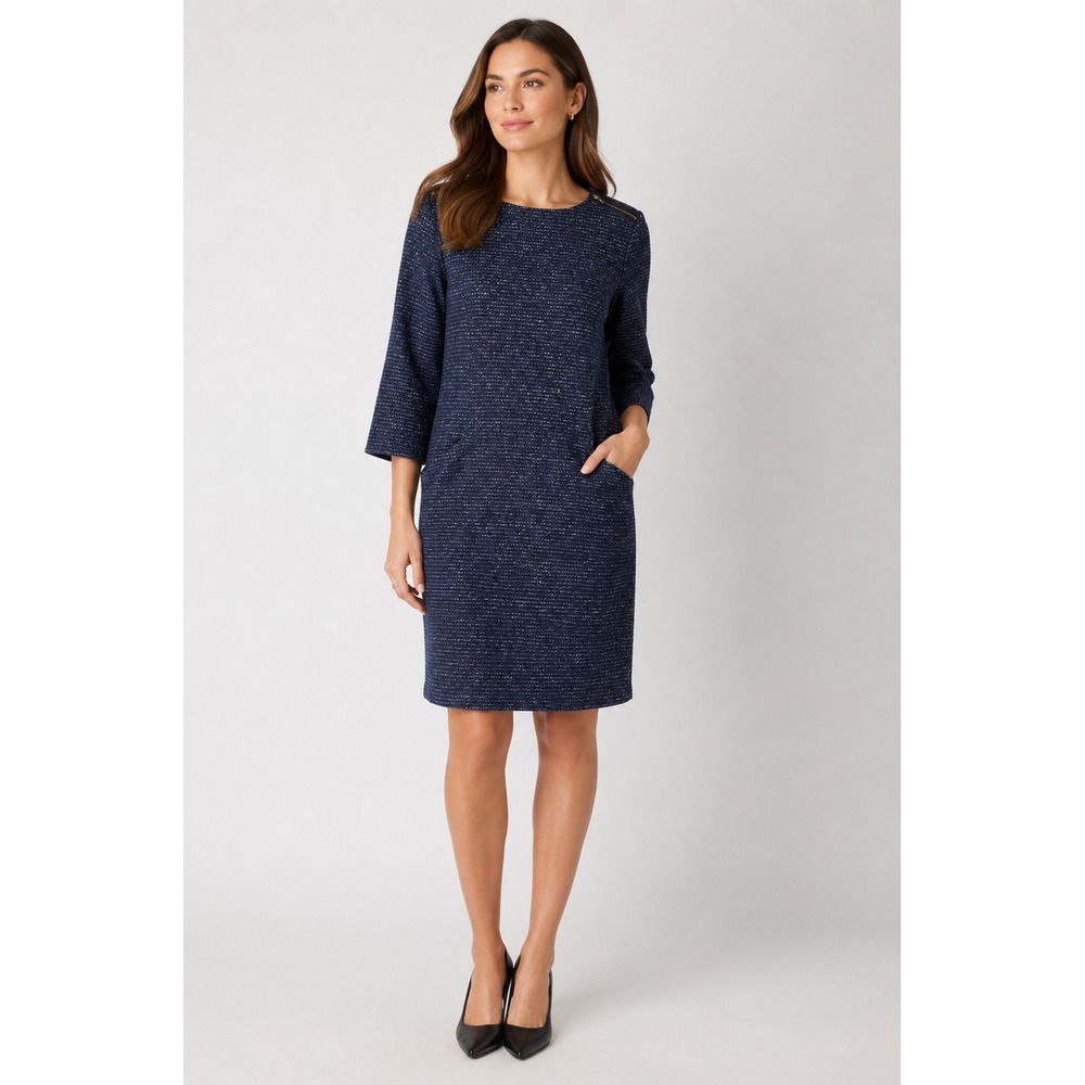 Collection by First Avenue Sweater Dress Women Medium Blue Knit Zip Back Pockets